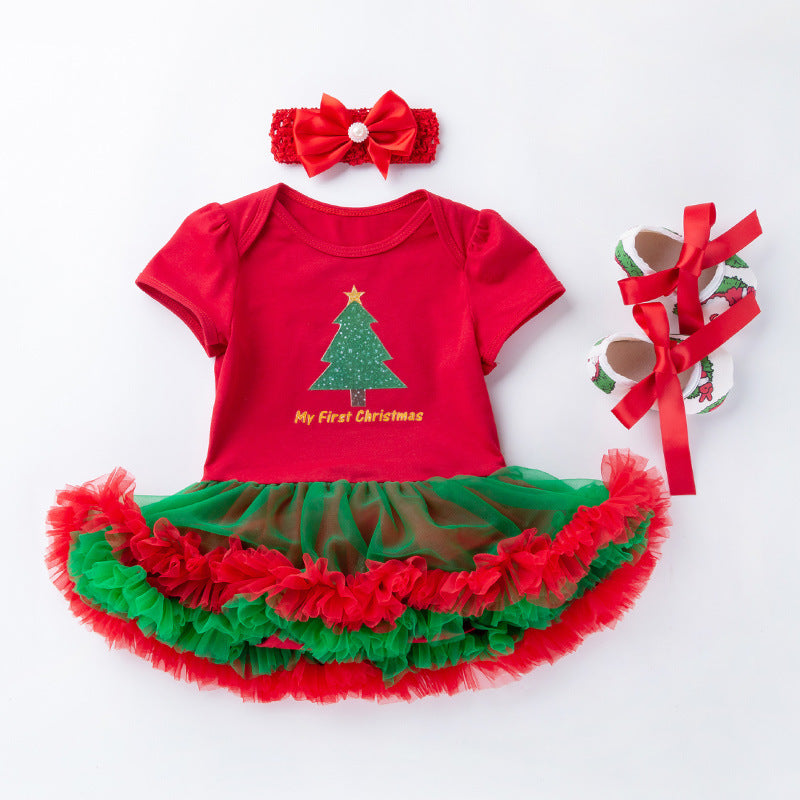 Short Sleeves Christmas Dresses for 22-23 Inches Reborn Dolls