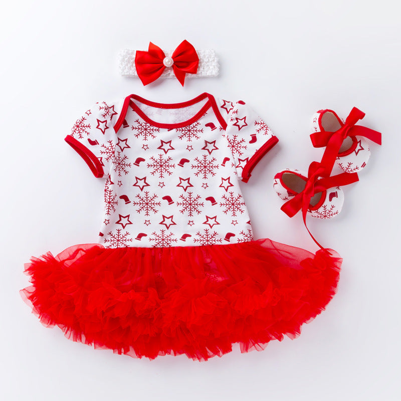 Short Sleeves Christmas Dresses for 22-23 Inches Reborn Dolls