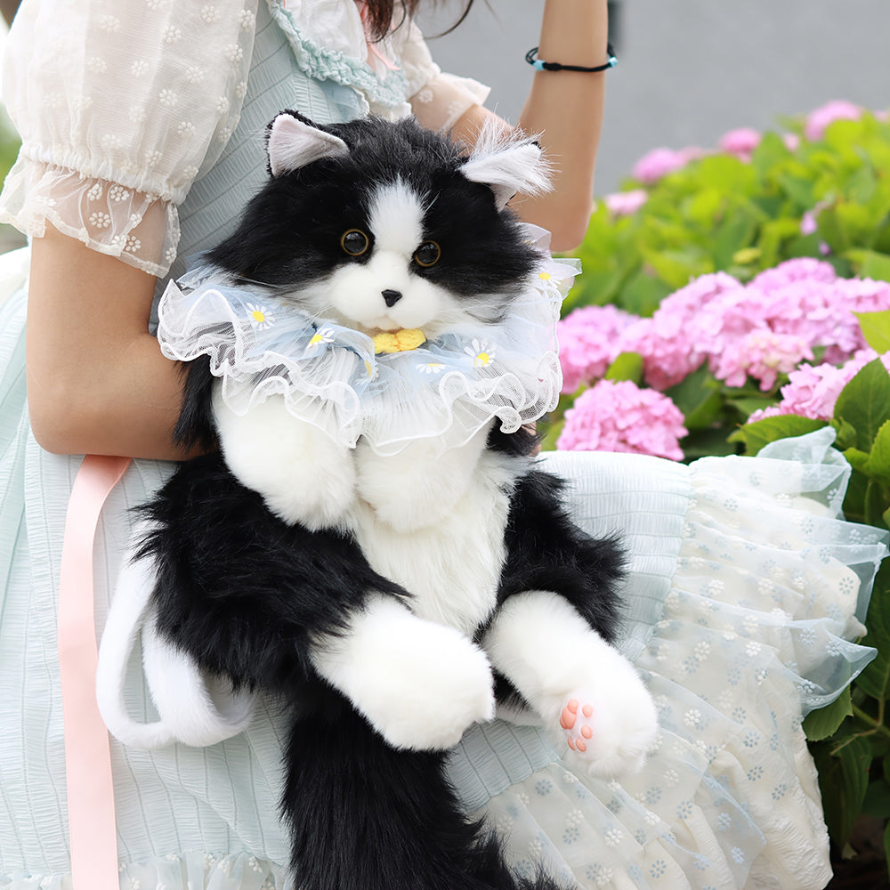 Adorable Handmade Lifelike Plush Kitten Backpack