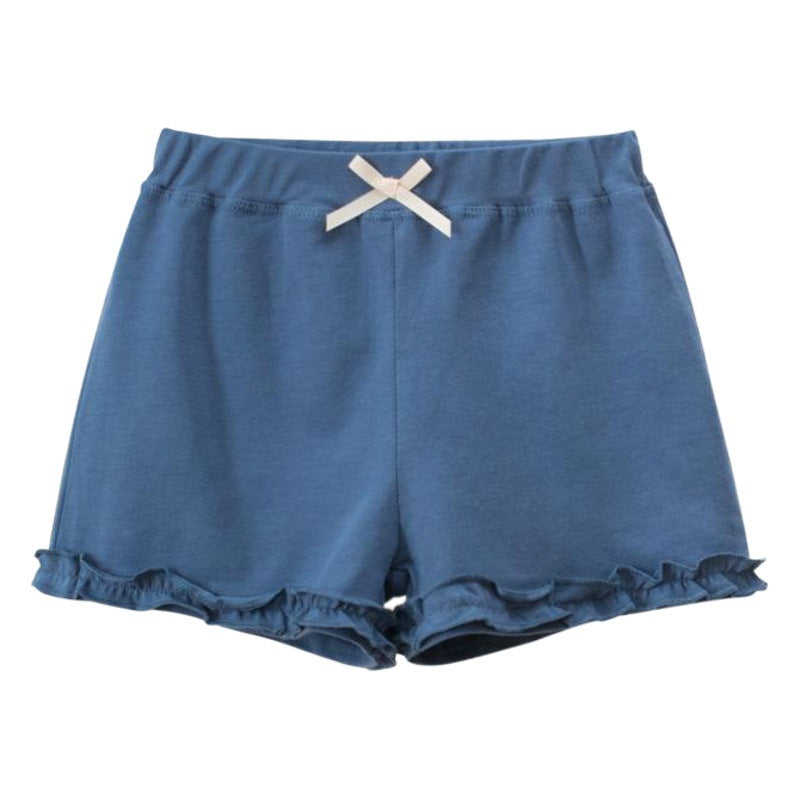 Cotton Solid Color Ruffled shorts for Girls