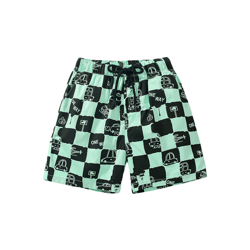 summer fashion trendy cotton plaid children's pants