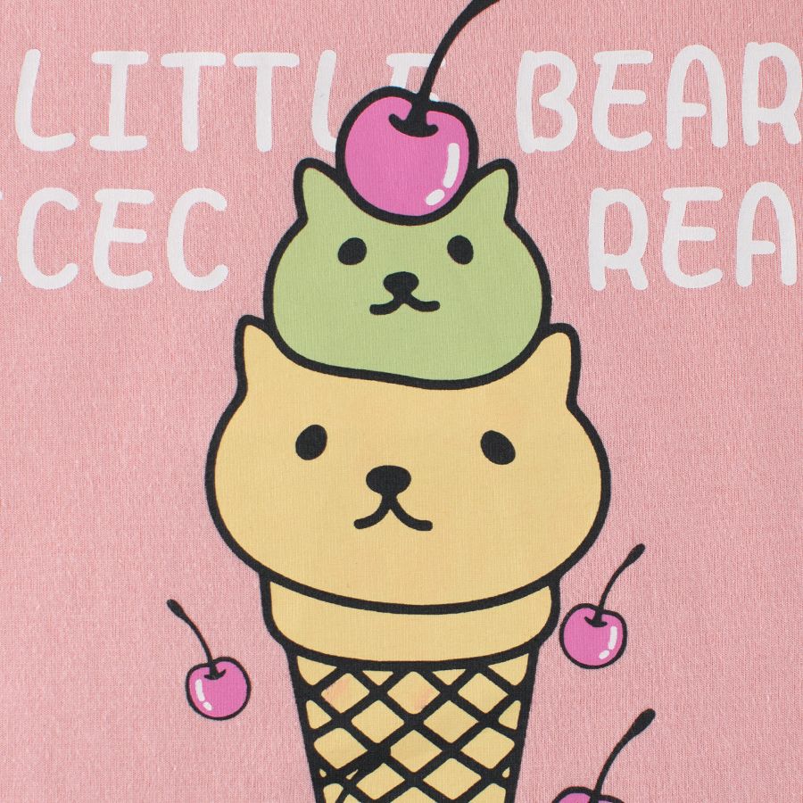 Pink Ice Cream Print Crew Neck Short Sleeve T-Shirt