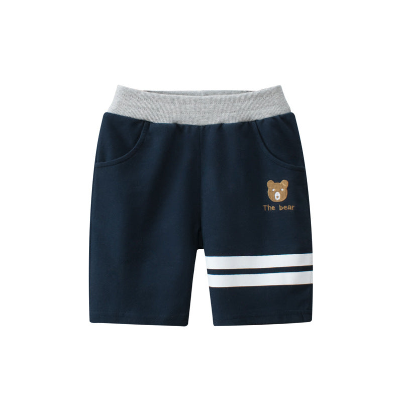 Cartoon Bear Letters Print Summer Shorts for Boys
