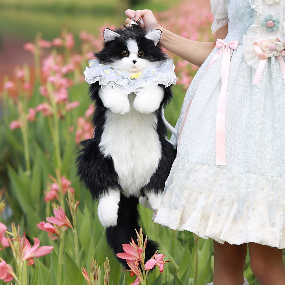 Adorable Handmade Lifelike Plush Kitten Backpack