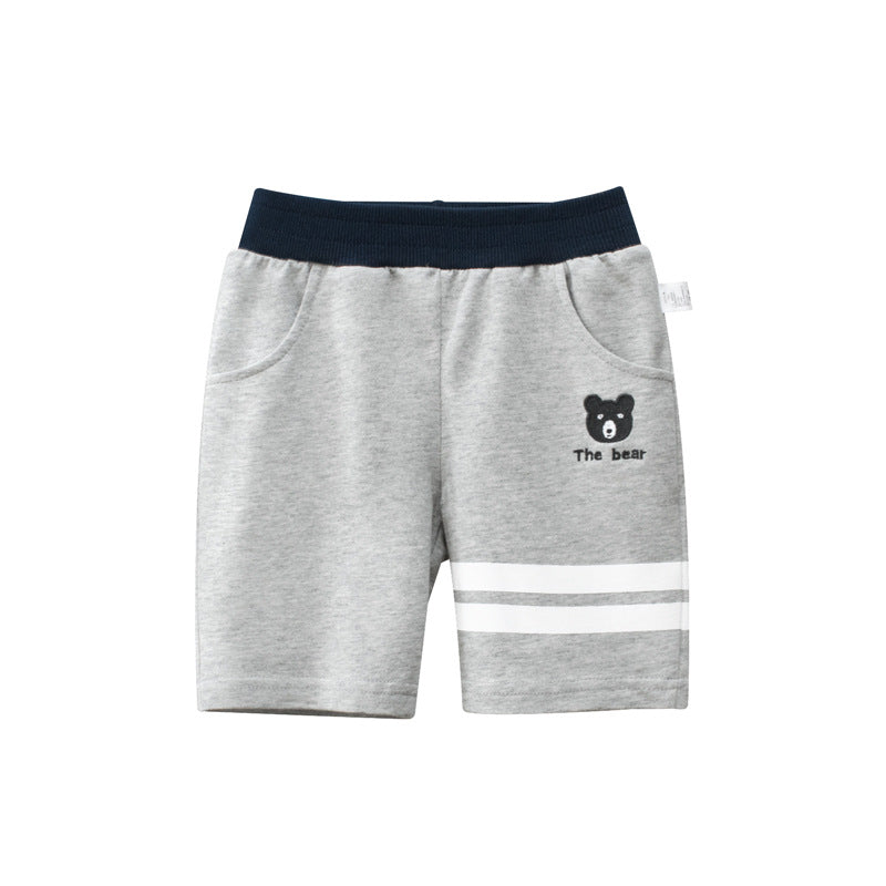 Cartoon Bear Letters Print Summer Shorts for Boys