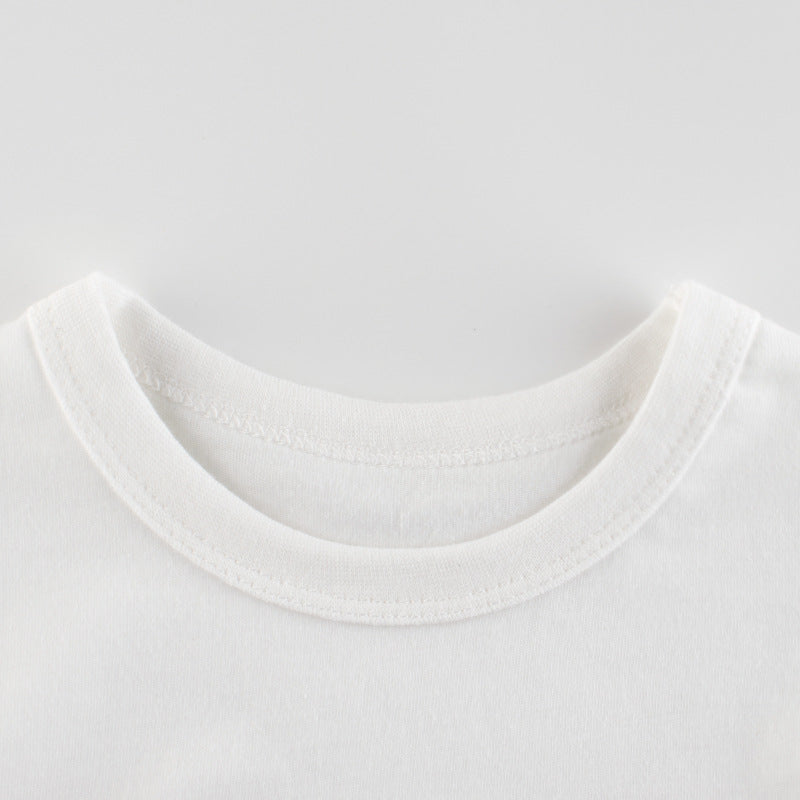 Cartoon Letter Round Neck Short Sleeve T-Shirt