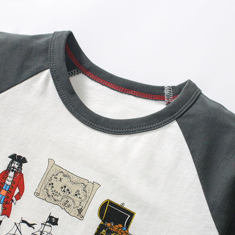 Kids Color Block Printed Short Sleeve T-Shirt