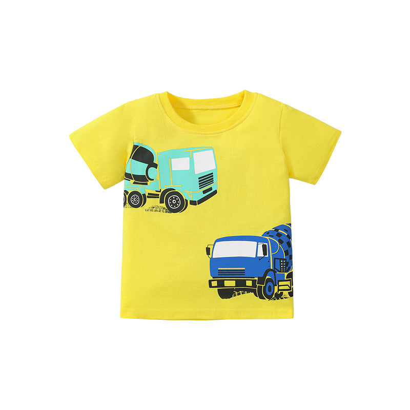Cartoon car pure cotton short sleeve T-shirt for boys