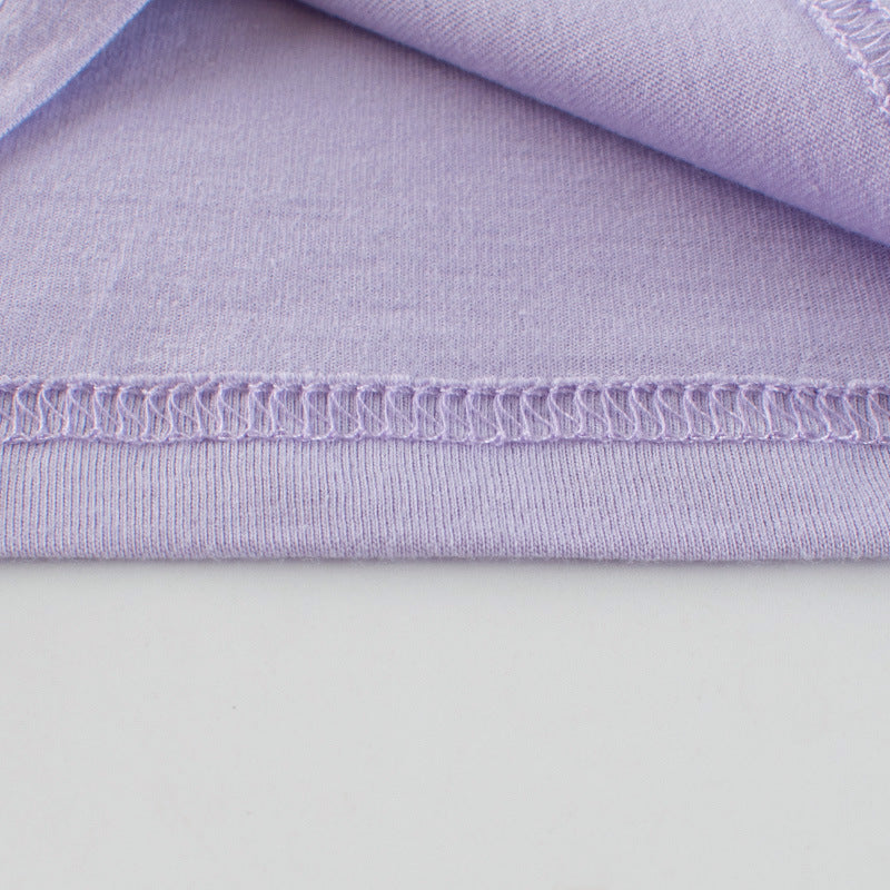 Purple Ice Cream Printed Round Neck Short Sleeve T-Shirt