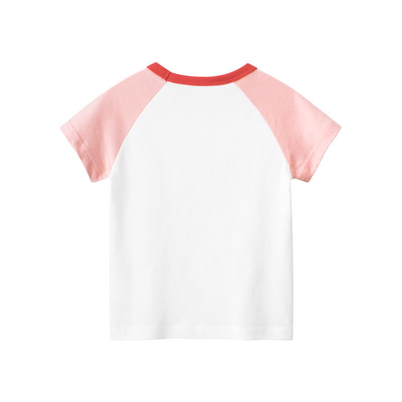 Short sleeve T-shirt with round neck with open love rabbit