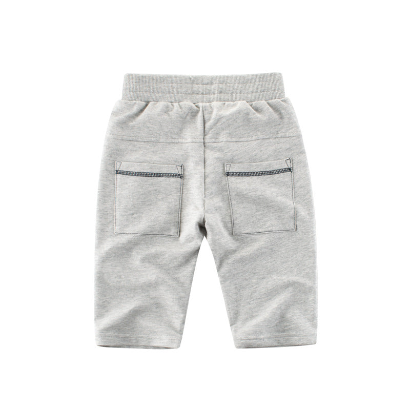 Solid Color Mid-Length Cotton Shorts for Boys