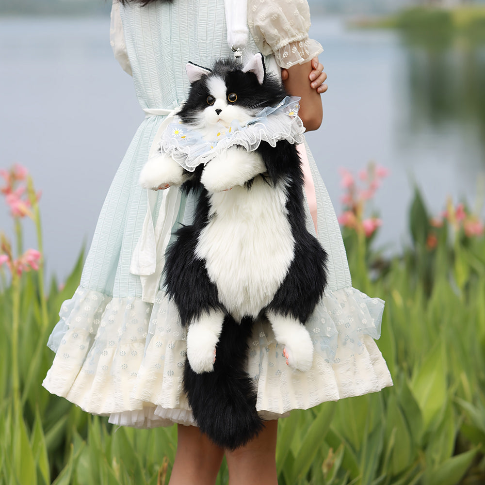 Adorable Handmade Lifelike Plush Kitten Backpack