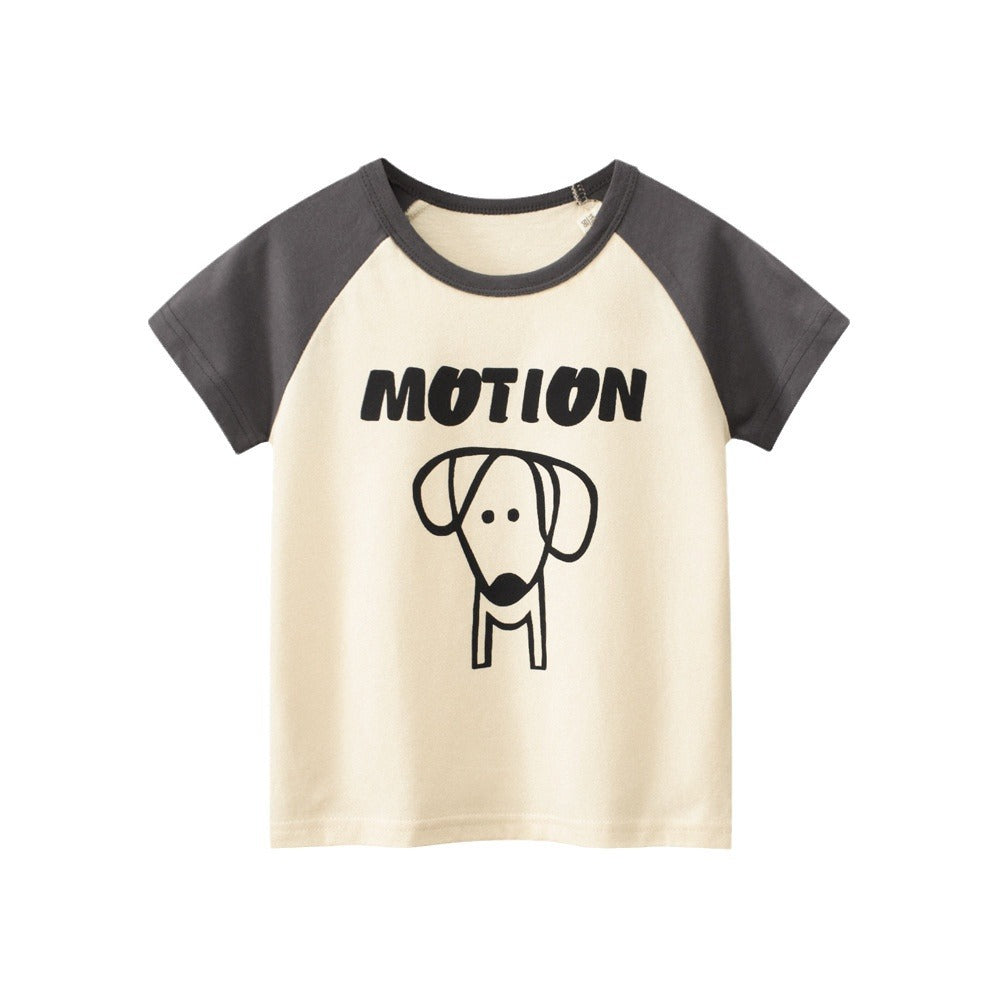 Short-sleeved T-shirt matching the colors of the cartoon puppy