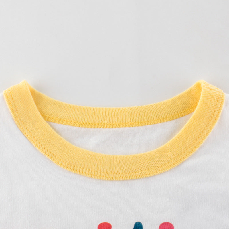 White Letter Print Short Sleeve T-Shirt