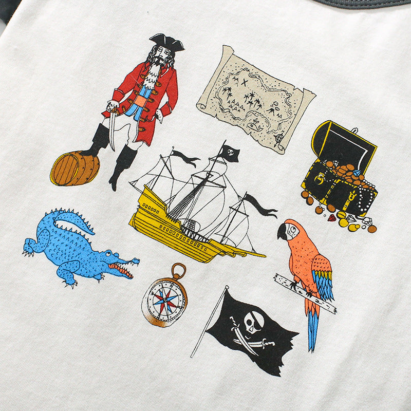 Kids Color Block Printed Short Sleeve T-Shirt