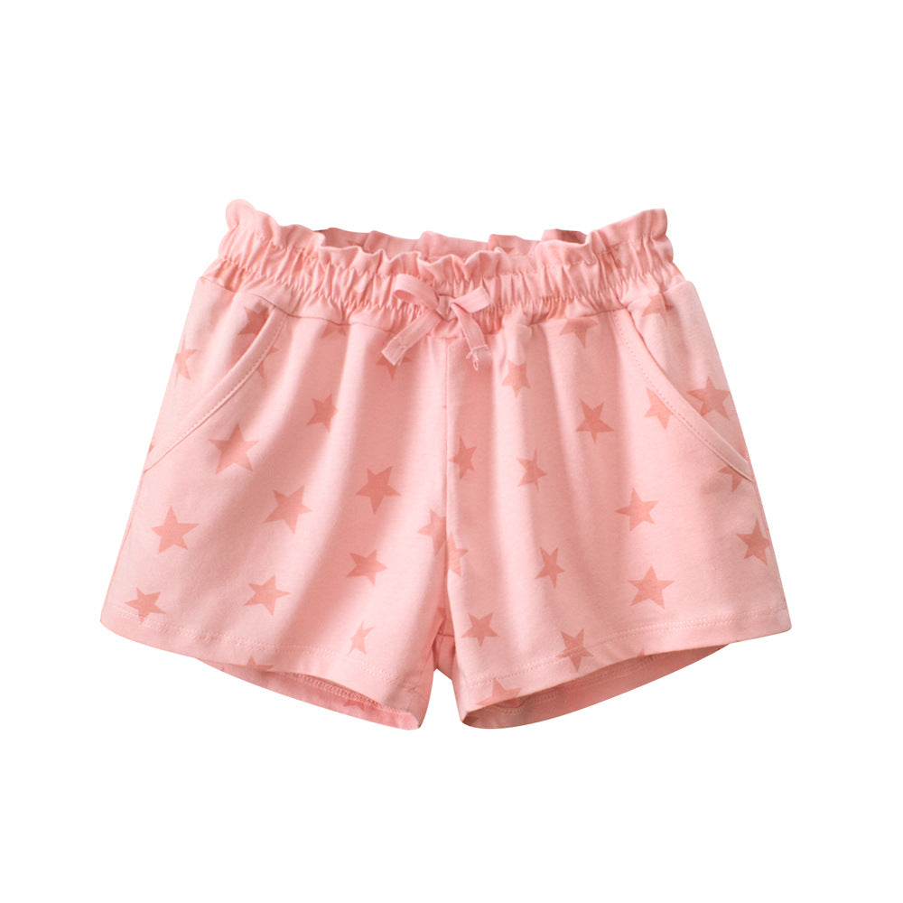 Pink Star Cotton high waist Shorts for Girls