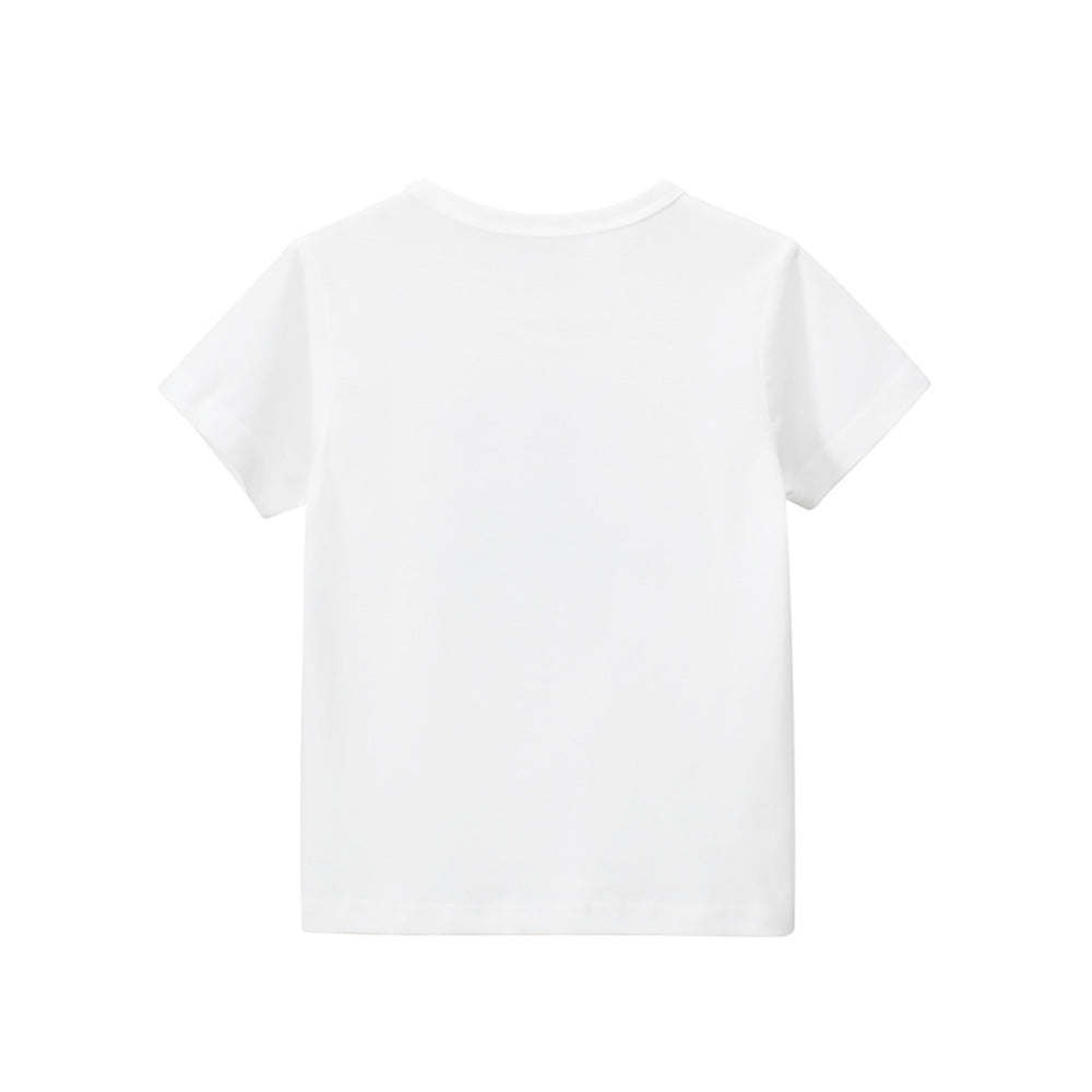White Bear Cartoon Crew Neck Short Sleeve T-Shirt