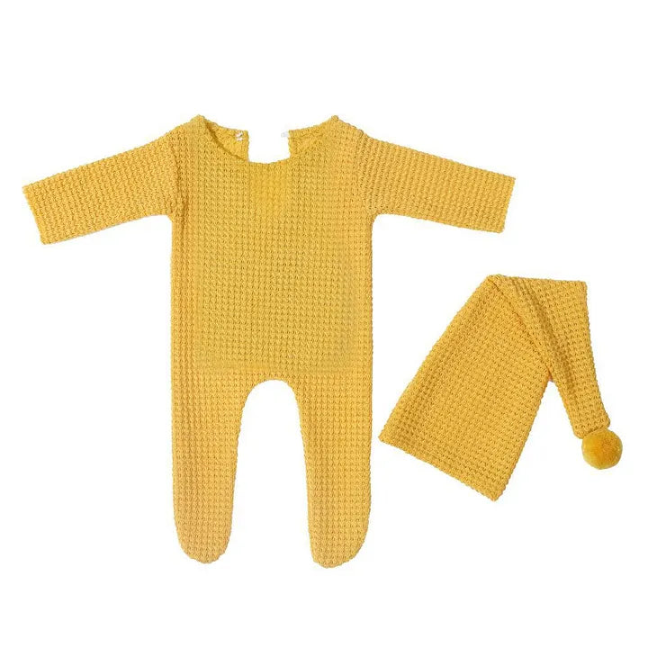 Knitted one-piece jumpsuit with long tail hat 2-piece set for 18-20 Inches Dolls