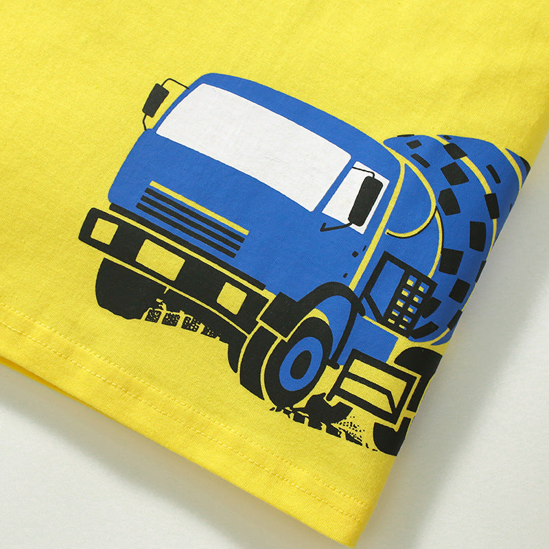 Cartoon car pure cotton short sleeve T-shirt for boys