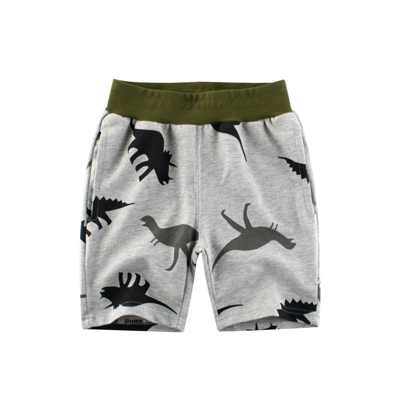 Dinosaur Print Gray Shorts for Boys