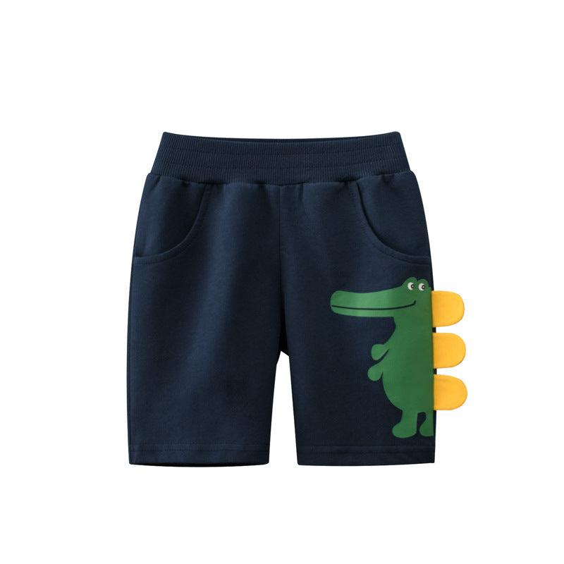 Cartoon Dinosaur Mid Length Shorts for Boys