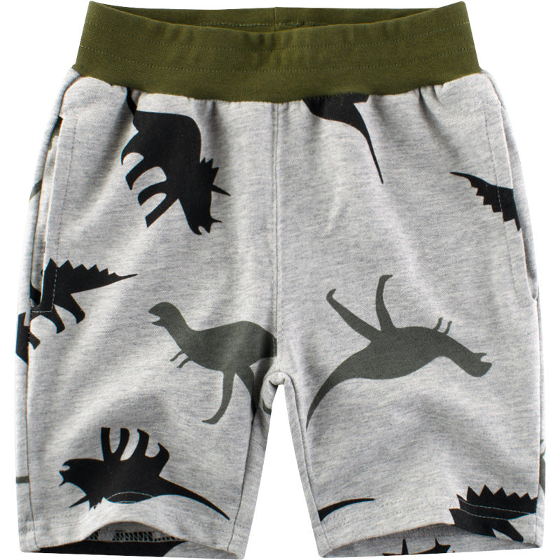 Dinosaur Print Gray Shorts for Boys