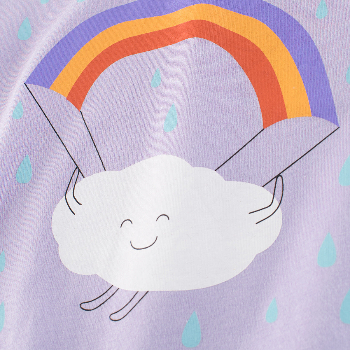 Cartoon Rainbow Clouds Round Neck Short Sleeve T-Shirt