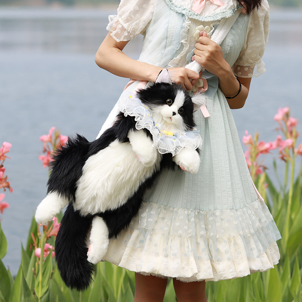 Adorable Handmade Lifelike Plush Kitten Backpack