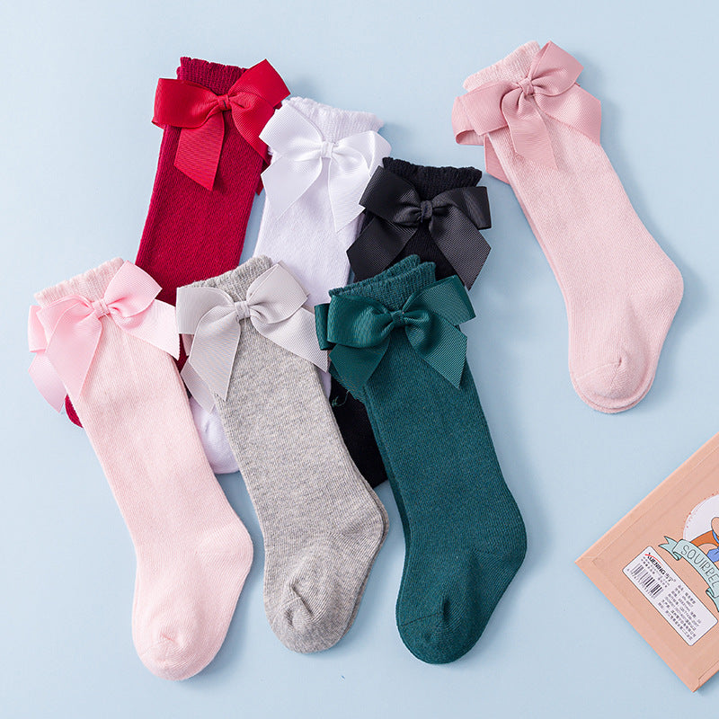 Solid Color Knee Length Butterfly Socks for Baby