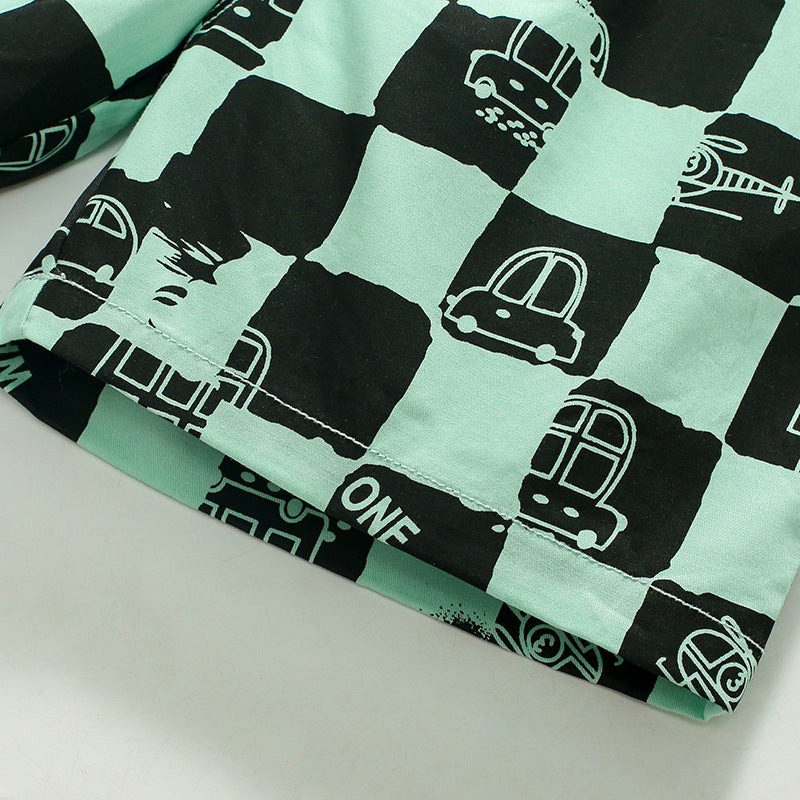 summer fashion trendy cotton plaid children's pants