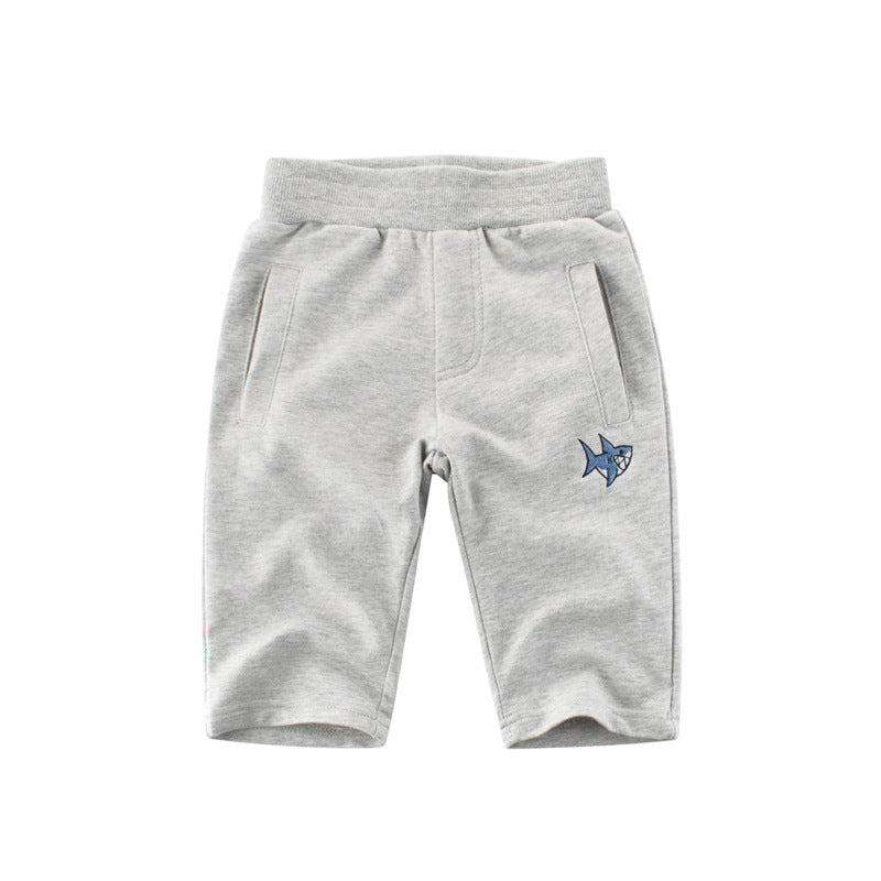 Solid Color Mid-Length Cotton Shorts for Boys