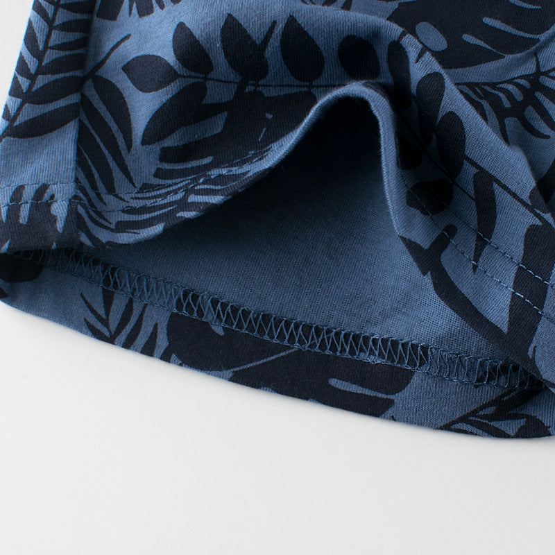 Cotton Leaf Print Shorts for Boys