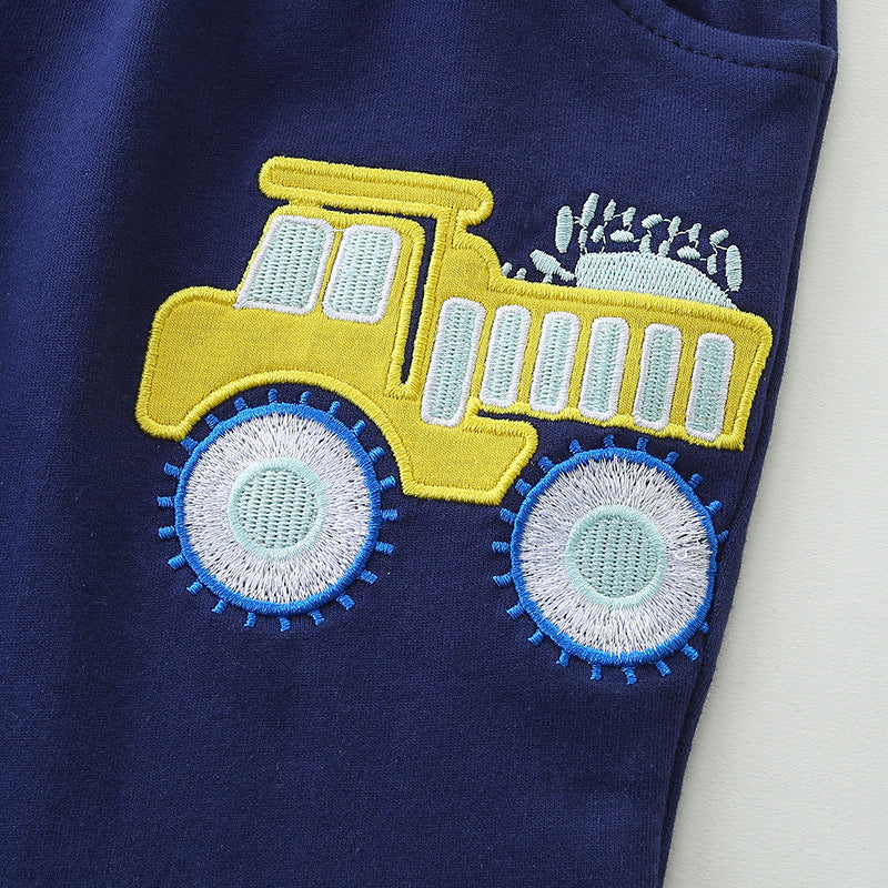cartoon embroidery children's sports pants