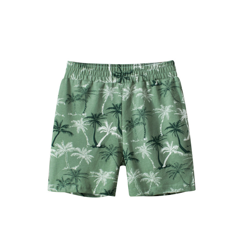 Cotton Leaf Print Shorts for Boys