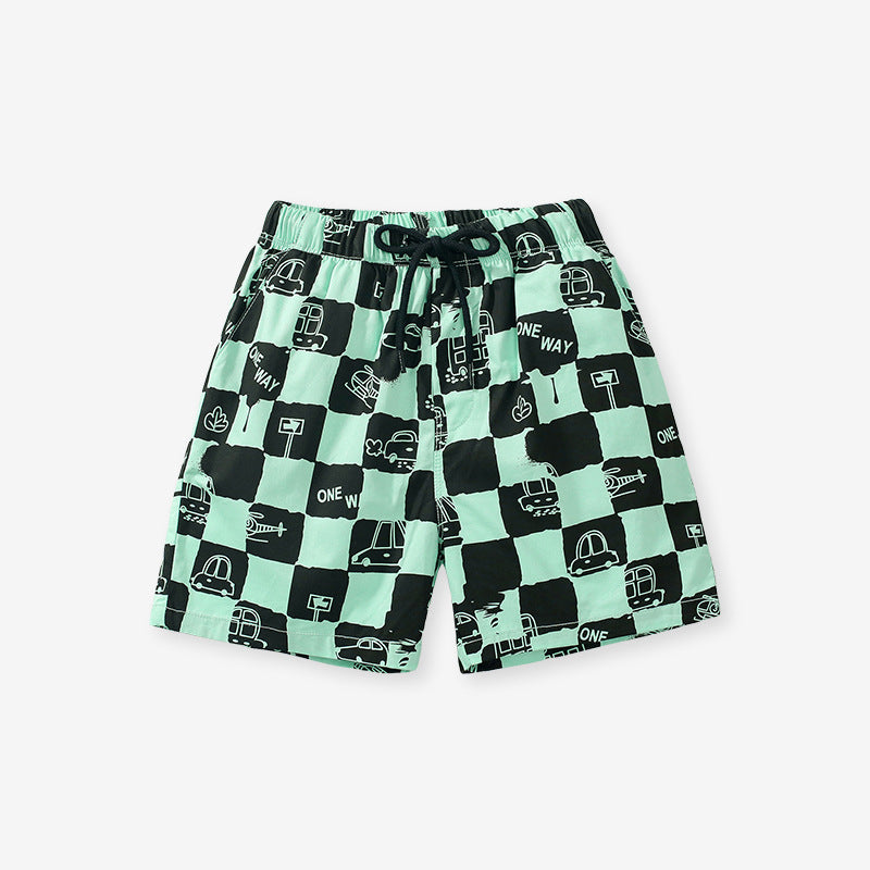 summer fashion trendy cotton plaid children's pants