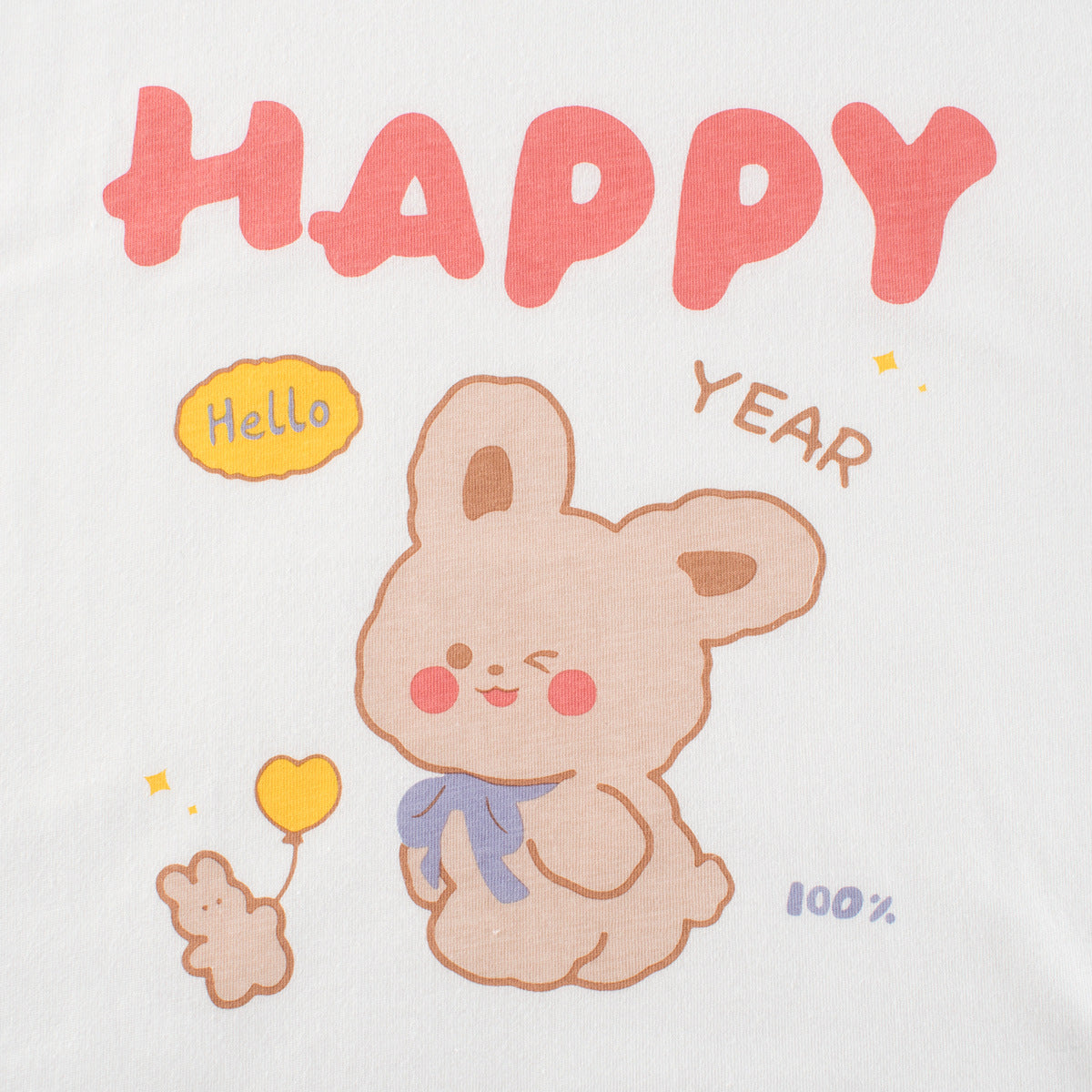 White Bear Cartoon Crew Neck Short Sleeve T-Shirt