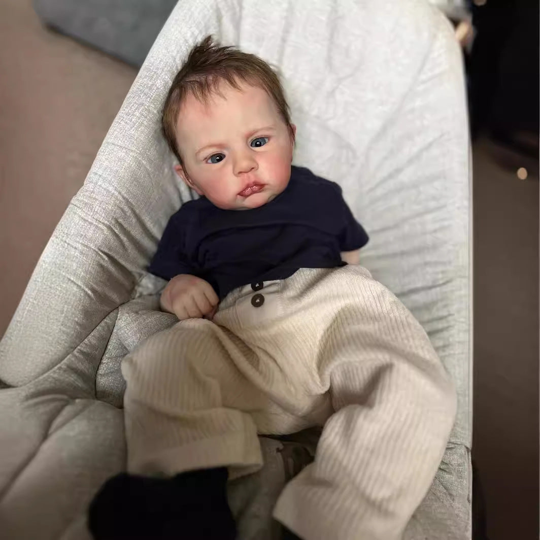 Merle 24 inch Realistic open eyes Reborn Doll with Drawn Hair-Kodi