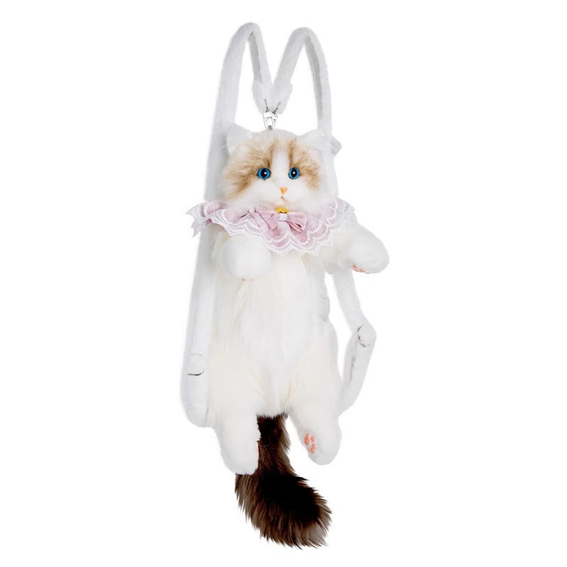 Cute Lifelike Simulation Ragdoll Cat Plush Backpack