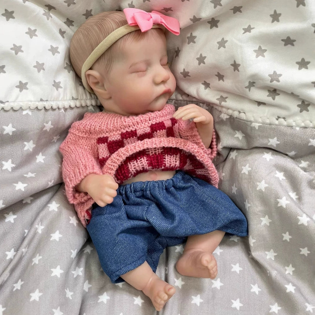 30cm Realistic Sleeping Mini Reborn Dolls Girls-Levi