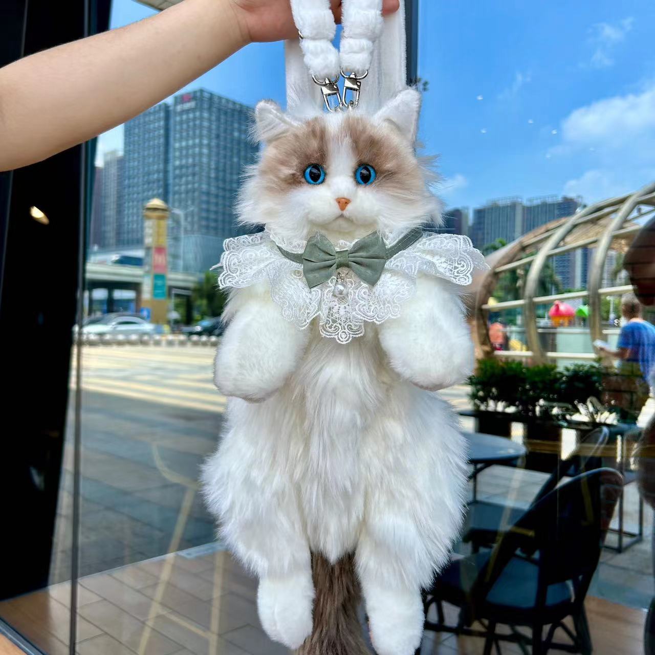 Cute Lifelike Simulation Ragdoll Cat Plush Backpack