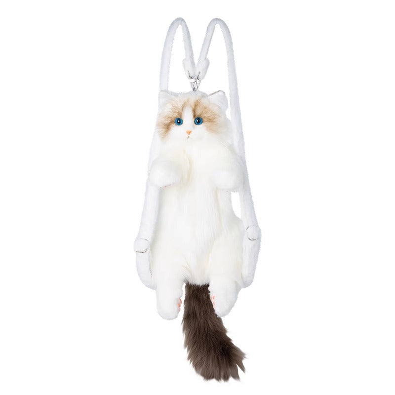 Cute Lifelike Simulation Ragdoll Cat Plush Backpack
