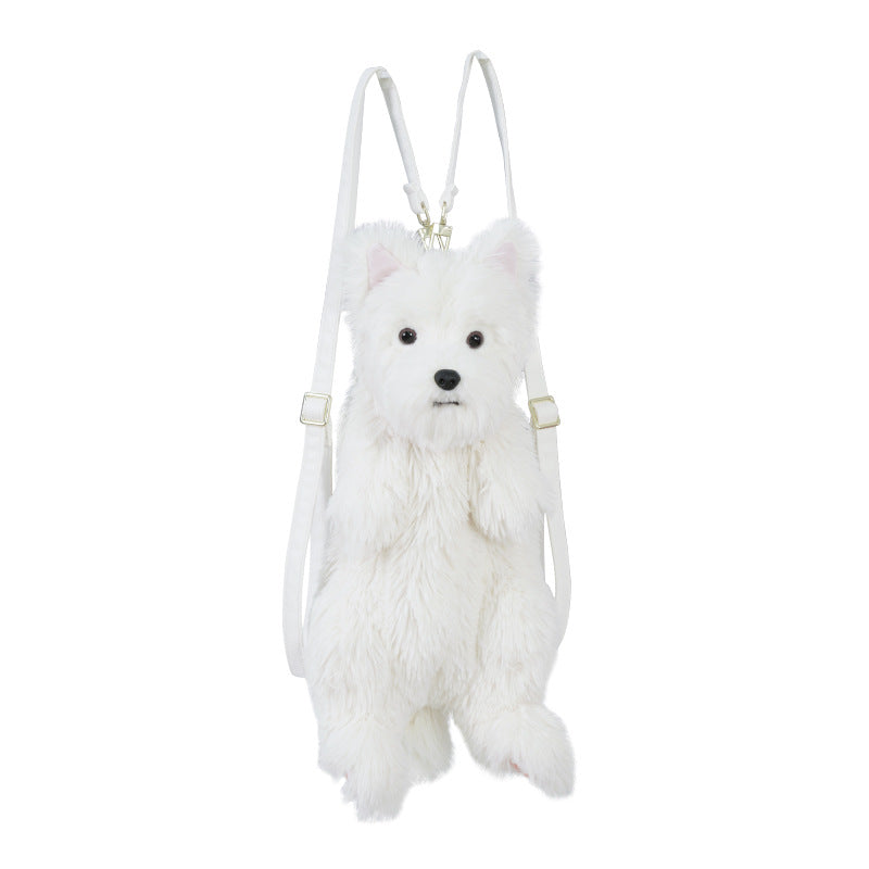 Adorable Handmade Lifelike Plush West Highland Puppy Backpack