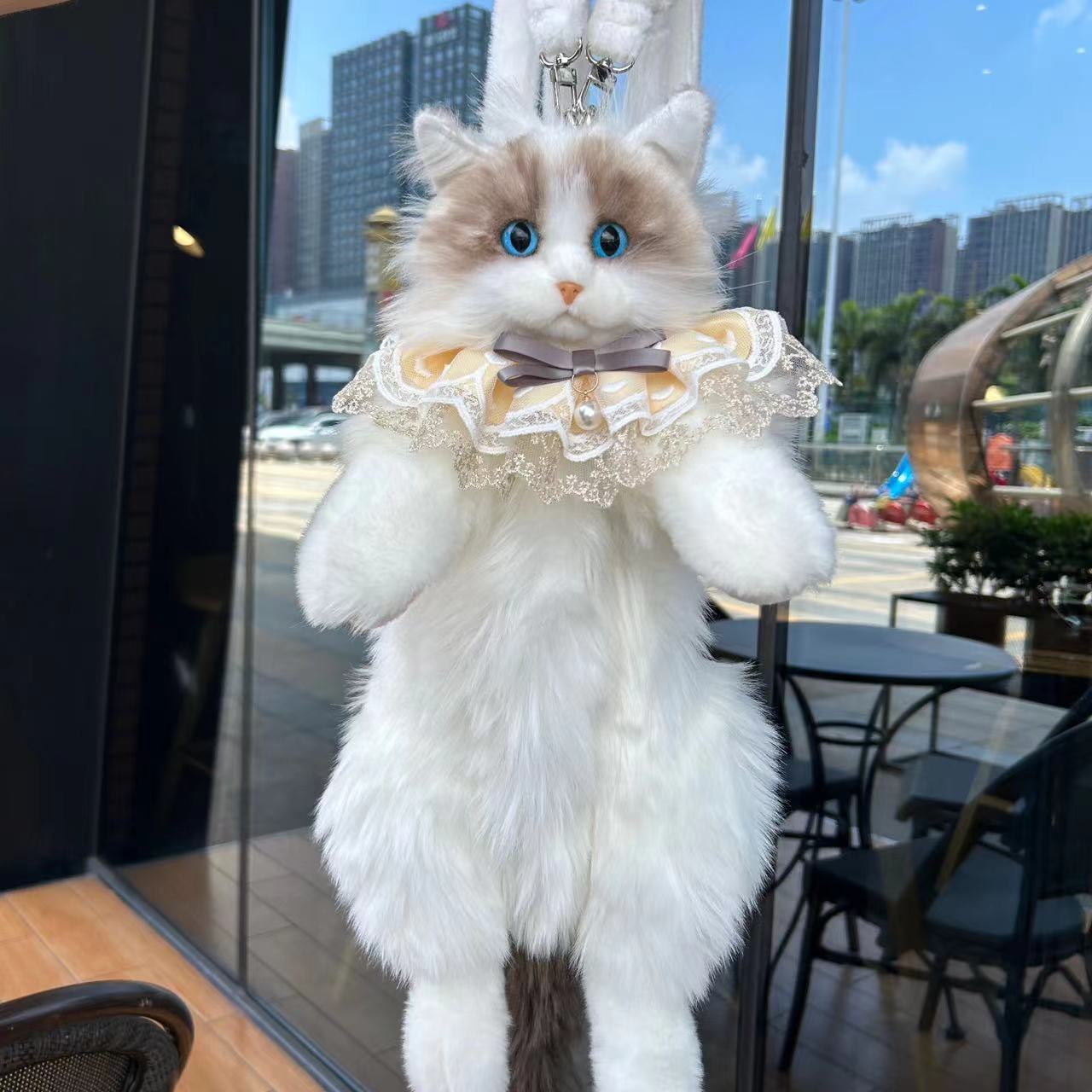 Cute Lifelike Simulation Ragdoll Cat Plush Backpack