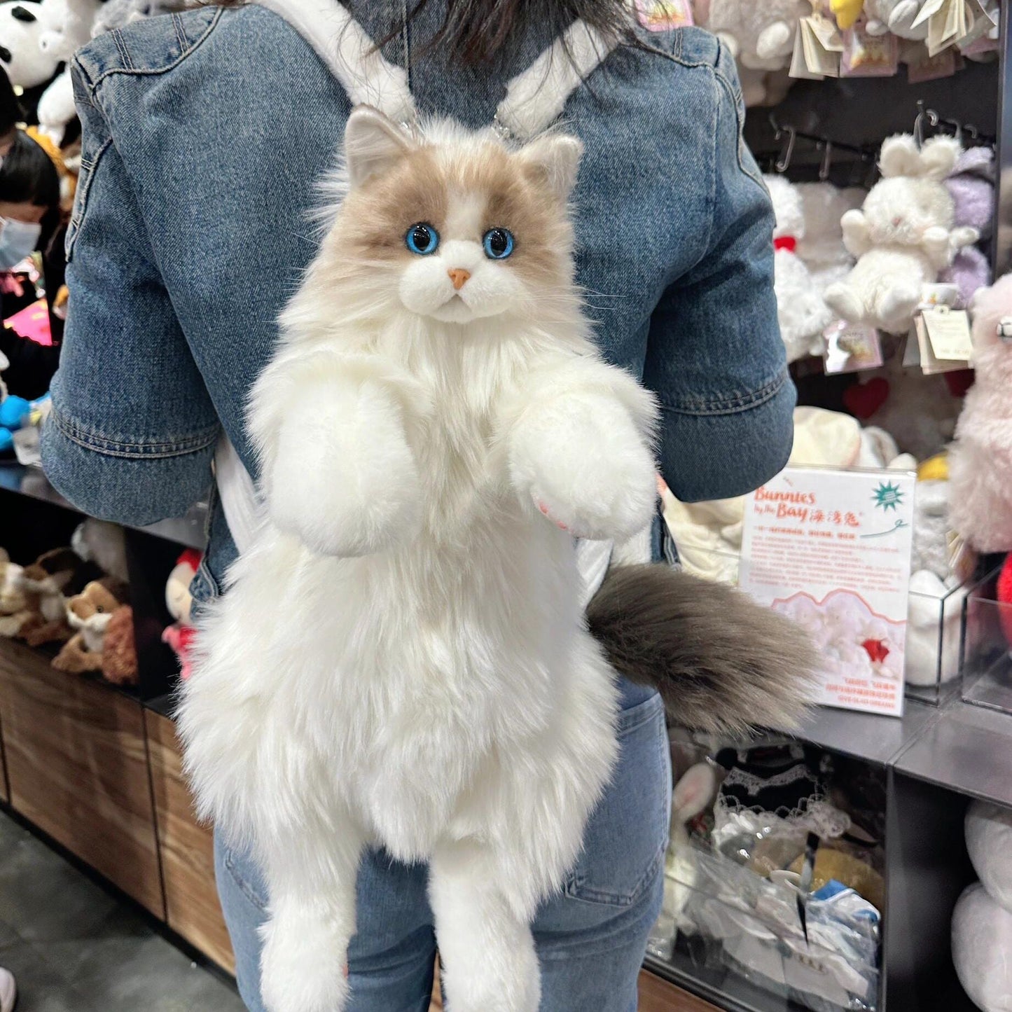 Cute Lifelike Simulation Ragdoll Cat Plush Backpack