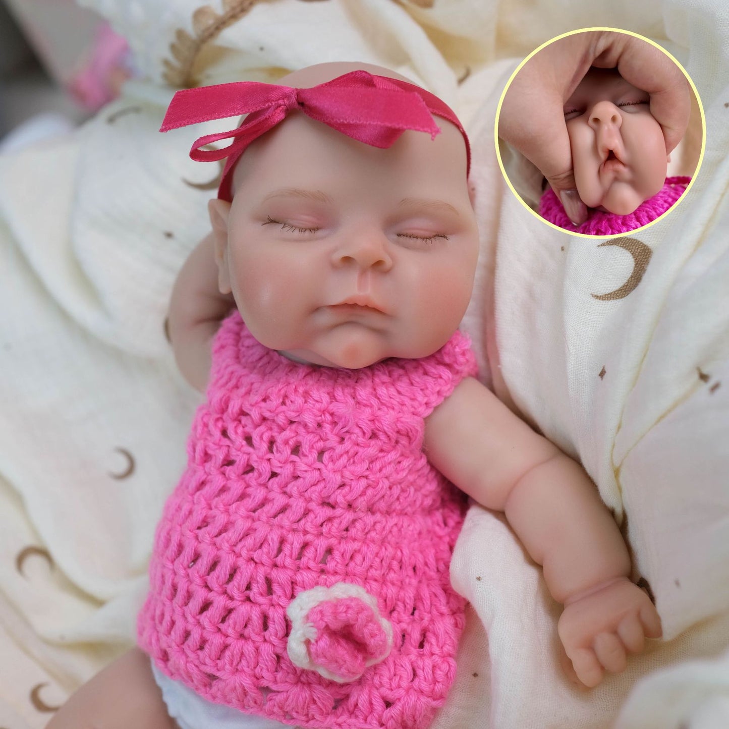 30cm Soft Full Silicone Close Eyes Peaches Reborn Baby Girl
