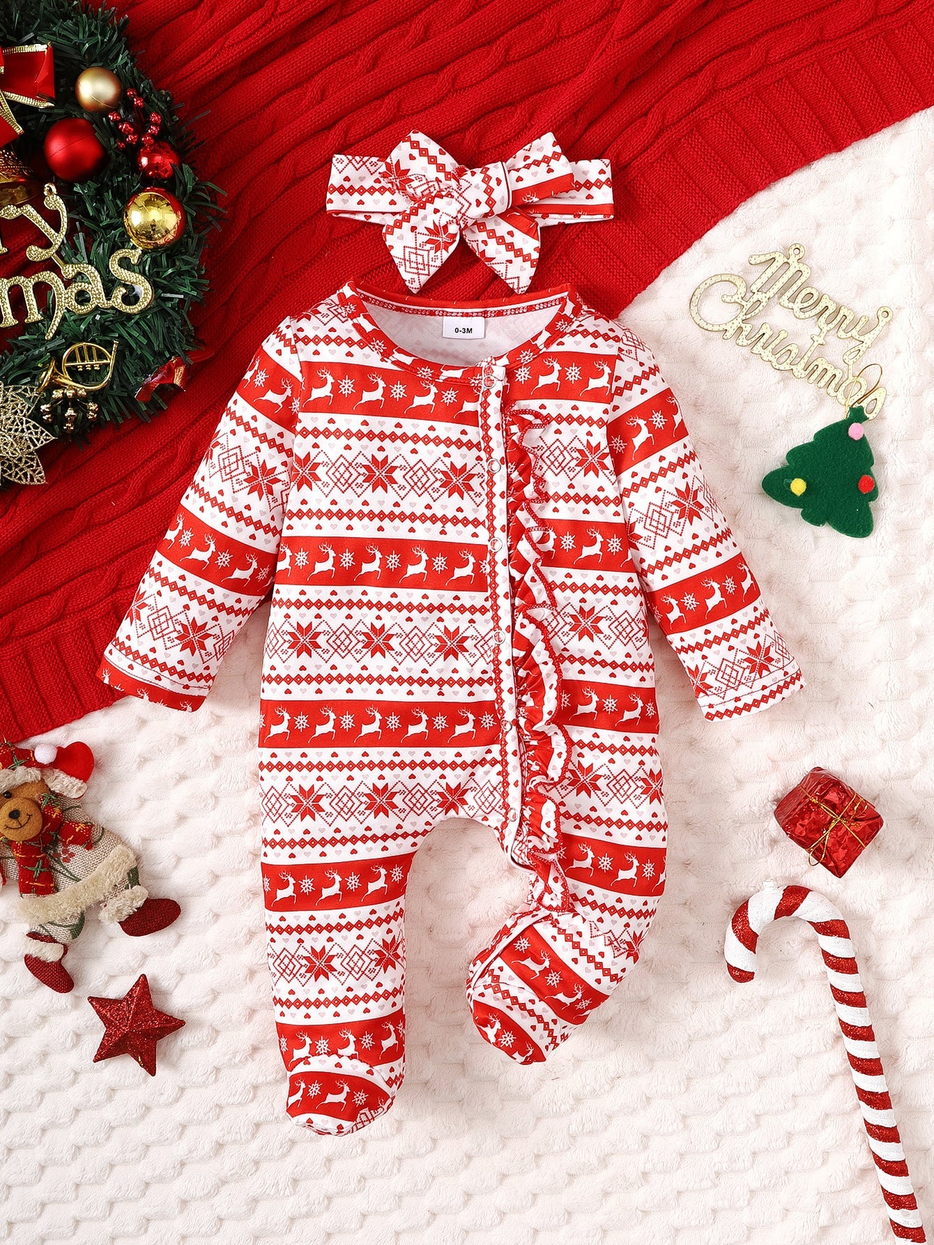 Christmas Jumpsuit Set for 21-24 Inch Reborn Dolls