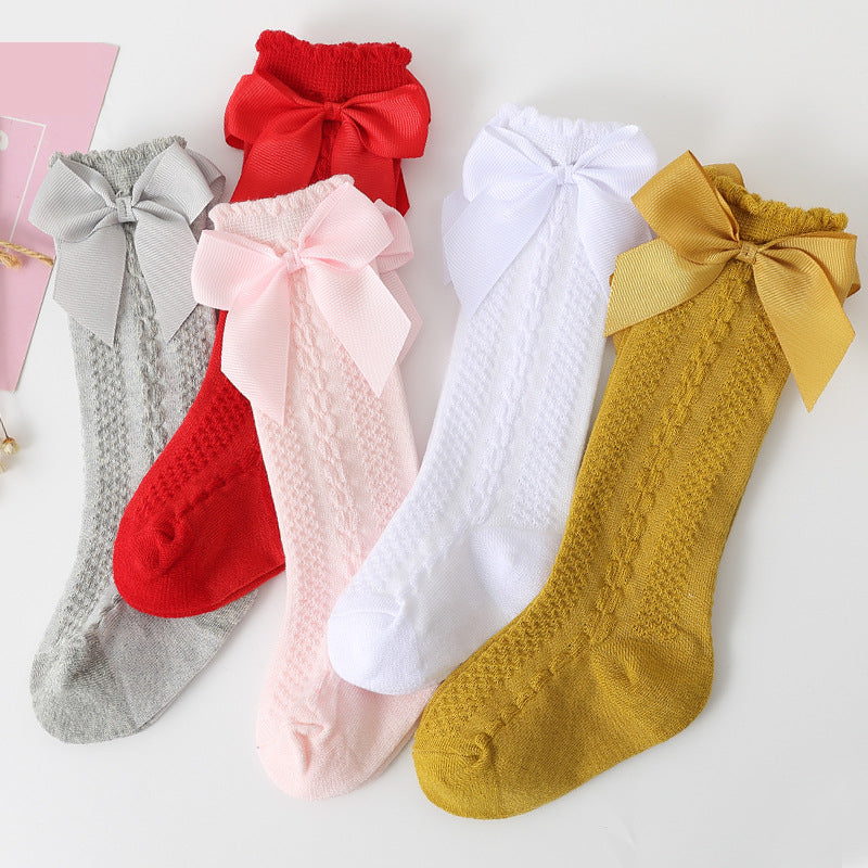 knee-length children's socks with bow