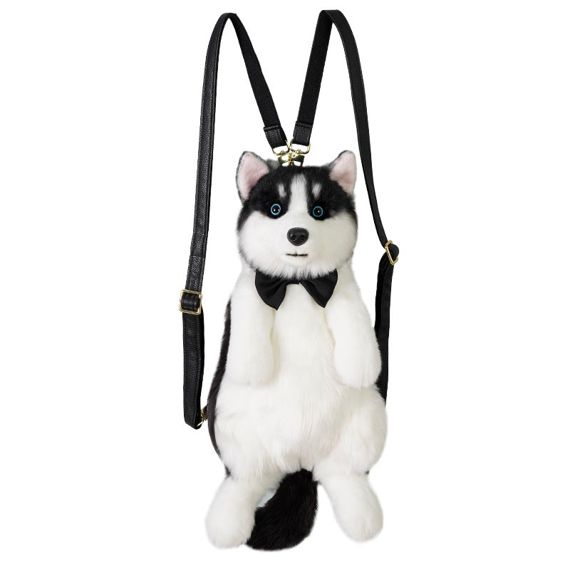 Adorable Handmade Lifelike Plush Husky Puppy Backpack