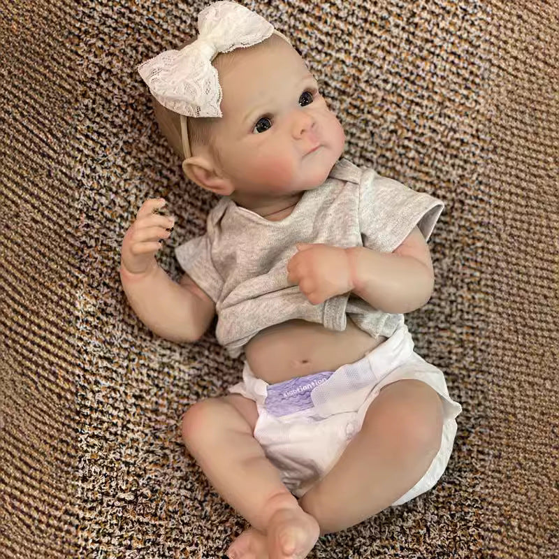 18 Inches Yvette Open Eyes Reborn Baby Girls In Gray Clothes-Bettie