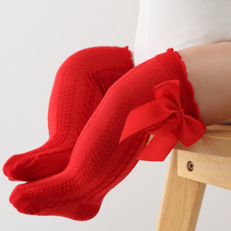 knee-length children's socks with bow